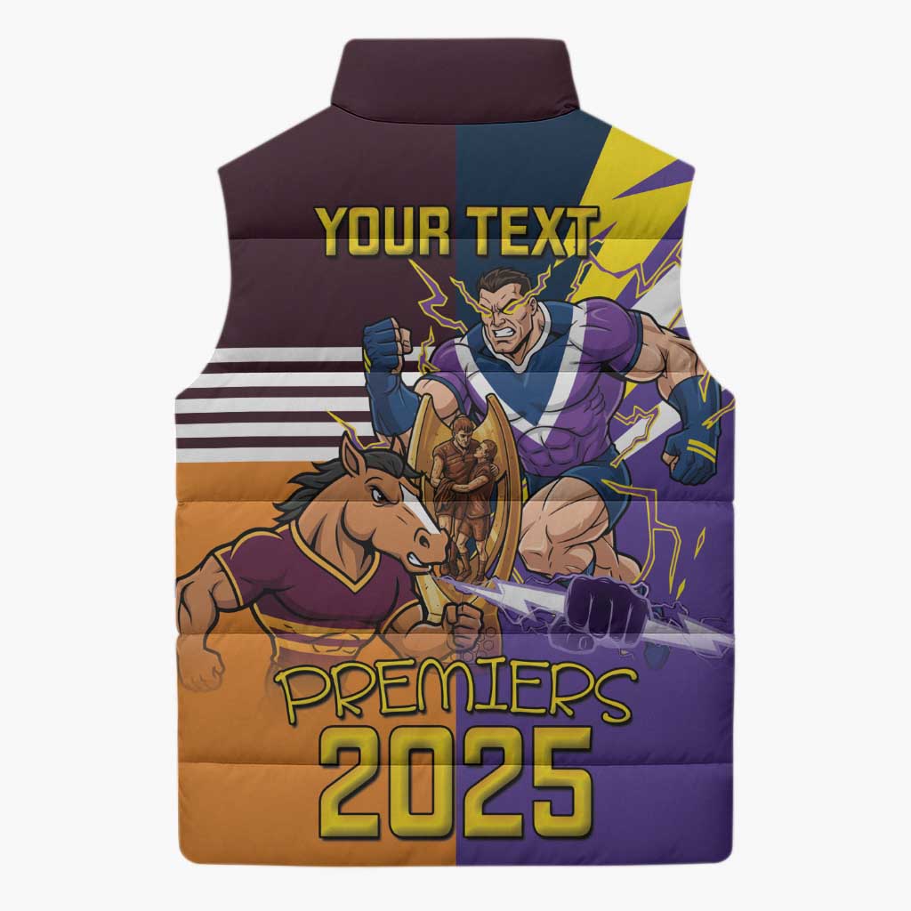 Personalised Rugby Storm vs Broncos Sleeveless Puffer Jacket Clash for the Crown - Aussie Hoodie