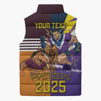 Personalised Rugby Storm vs Broncos Sleeveless Puffer Jacket Clash for the Crown - Aussie Hoodie