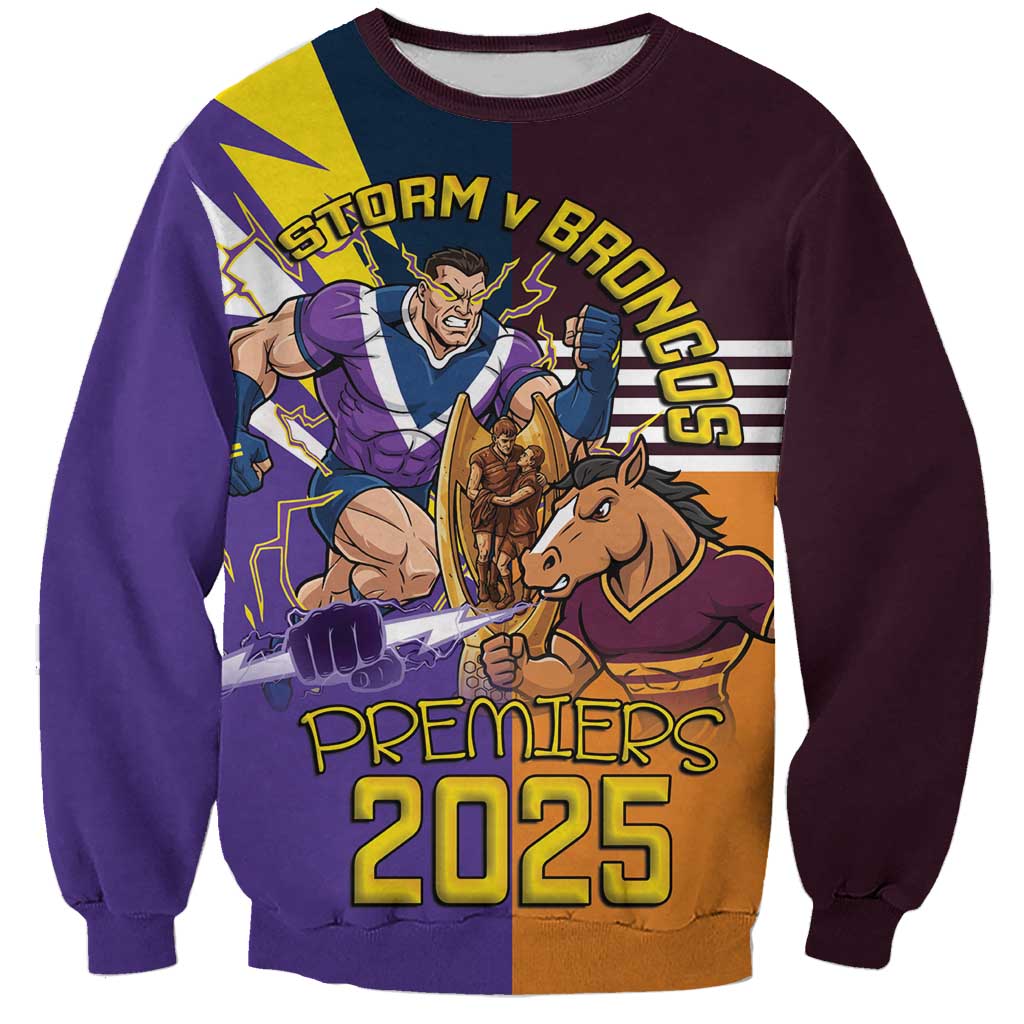 Personalised Rugby Storm vs Broncos Sweatshirt Clash for the Crown - Aussie Hoodie