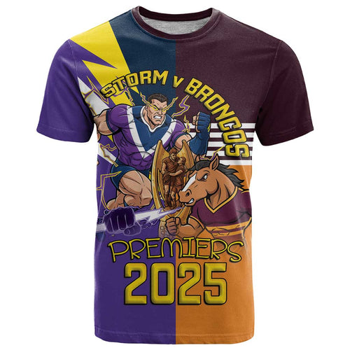 Personalised Rugby Storm vs Broncos T Shirt Clash for the Crown - Aussie Hoodie