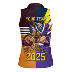 Personalised Rugby Storm vs Broncos Women Sleeveless Polo Shirt Clash for the Crown - Aussie Hoodie
