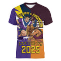 Personalised Rugby Storm vs Broncos Women V-Neck T-Shirt Clash for the Crown - Aussie Hoodie