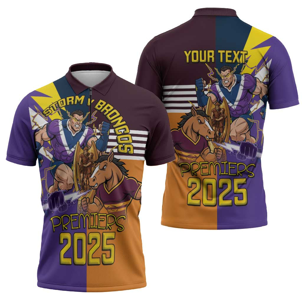 Personalised Rugby Storm vs Broncos Zipper Polo Shirt Clash for the Crown - Aussie Hoodie