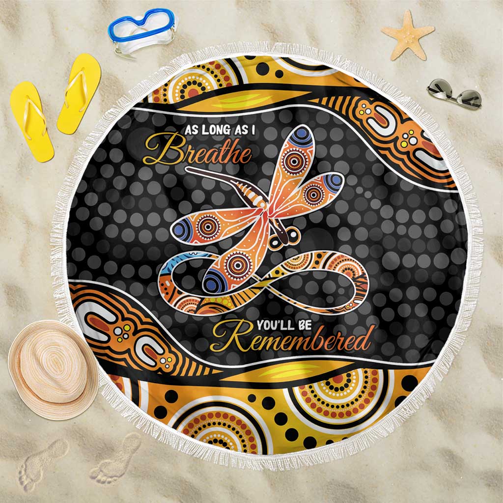 Aboriginal Dragonfly Beach Blanket As Long As I Breathe You'll Be Remembered