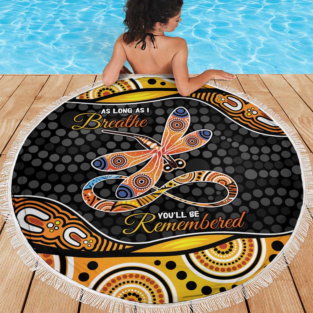 Aboriginal Dragonfly Beach Blanket As Long As I Breathe You'll Be Remembered