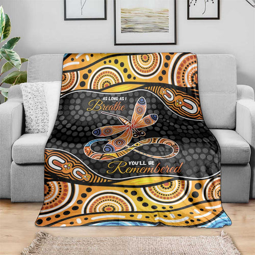 Aboriginal Dragonfly Blanket As Long As I Breathe You'll Be Remembered