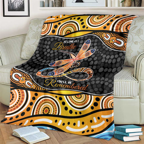 Aboriginal Dragonfly Blanket As Long As I Breathe You'll Be Remembered