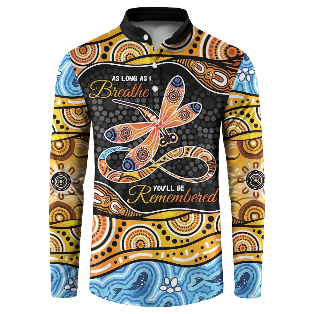 Aboriginal Dragonfly Button Sweatshirt As Long As I Breathe You'll Be Remembered