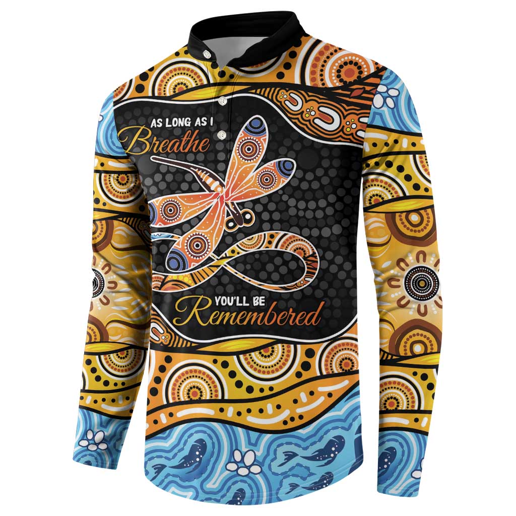 Aboriginal Dragonfly Button Sweatshirt As Long As I Breathe You'll Be Remembered