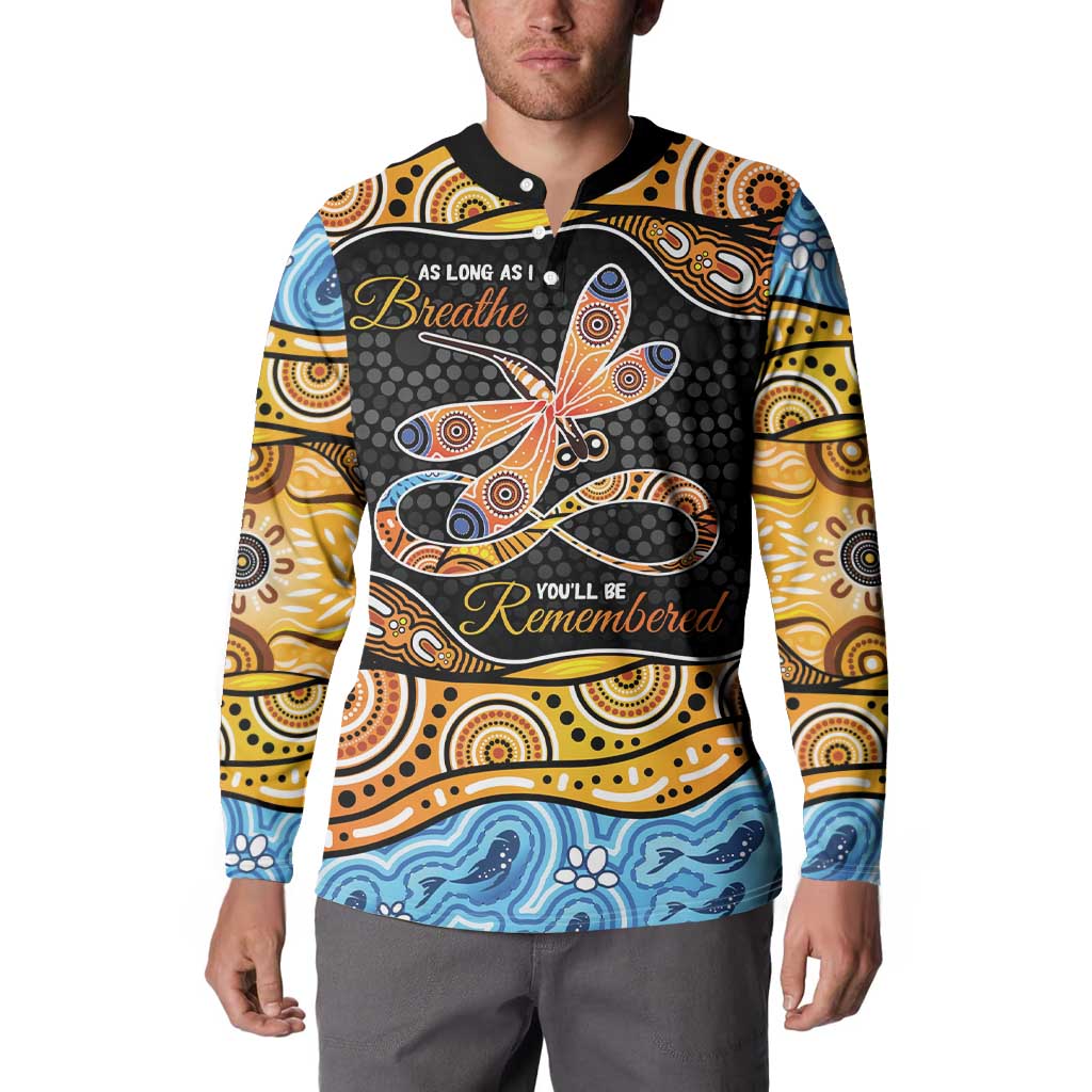 Aboriginal Dragonfly Button Sweatshirt As Long As I Breathe You'll Be Remembered