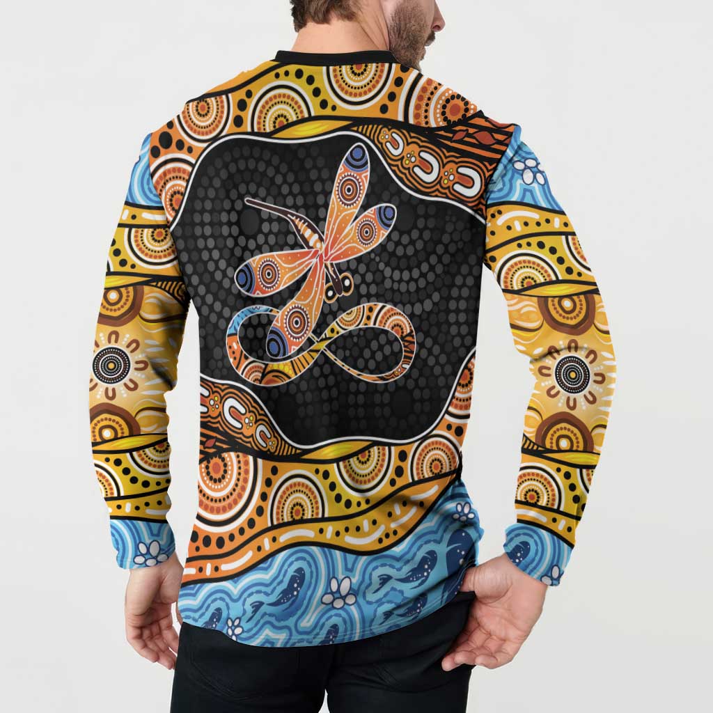Aboriginal Dragonfly Button Sweatshirt As Long As I Breathe You'll Be Remembered