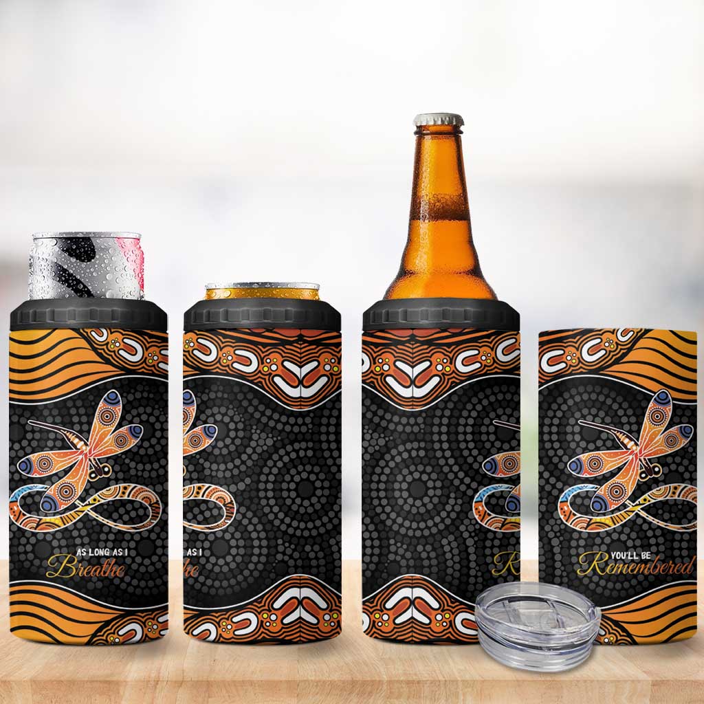 Aboriginal Dragonfly 4 in 1 Can Cooler Tumbler As Long As I Breathe You'll Be Remembered