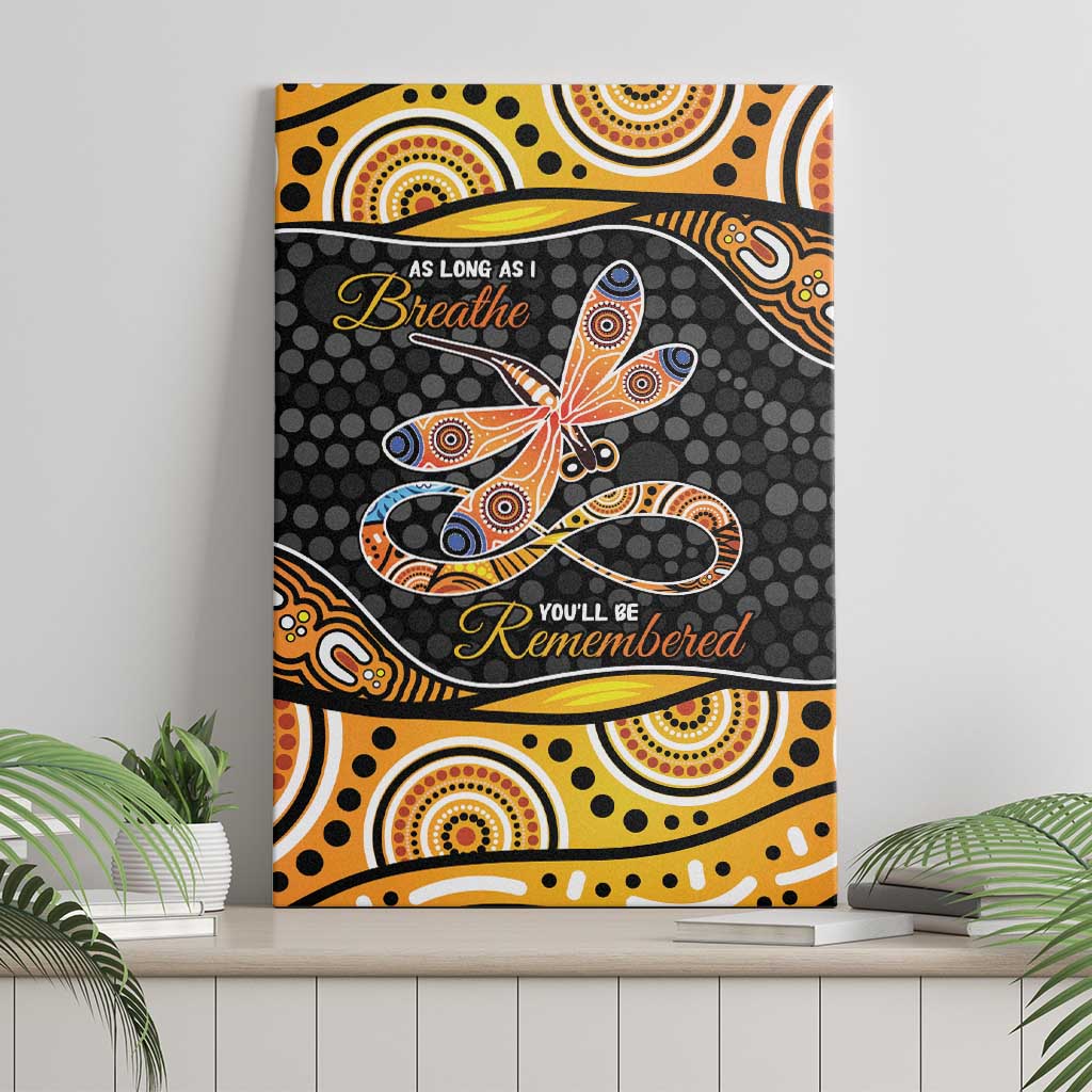 Aboriginal Dragonfly Canvas Wall Art As Long As I Breathe You'll Be Remembered