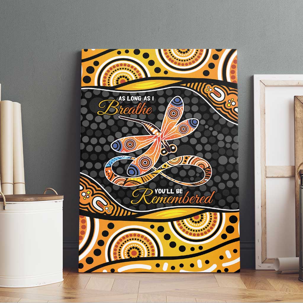 Aboriginal Dragonfly Canvas Wall Art As Long As I Breathe You'll Be Remembered