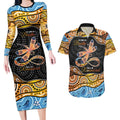 Aboriginal Dragonfly Couples Matching Long Sleeve Bodycon Dress and Hawaiian Shirt As Long As I Breathe You'll Be Remembered