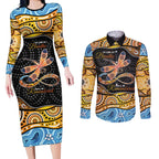 Aboriginal Dragonfly Couples Matching Long Sleeve Bodycon Dress and Long Sleeve Button Shirt As Long As I Breathe You'll Be Remembered