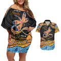 Aboriginal Dragonfly Couples Matching Off Shoulder Short Dress and Hawaiian Shirt As Long As I Breathe You'll Be Remembered