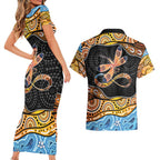 Aboriginal Dragonfly Couples Matching Short Sleeve Bodycon Dress and Hawaiian Shirt As Long As I Breathe You'll Be Remembered
