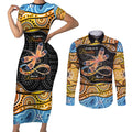 Aboriginal Dragonfly Couples Matching Short Sleeve Bodycon Dress and Long Sleeve Button Shirt As Long As I Breathe You'll Be Remembered