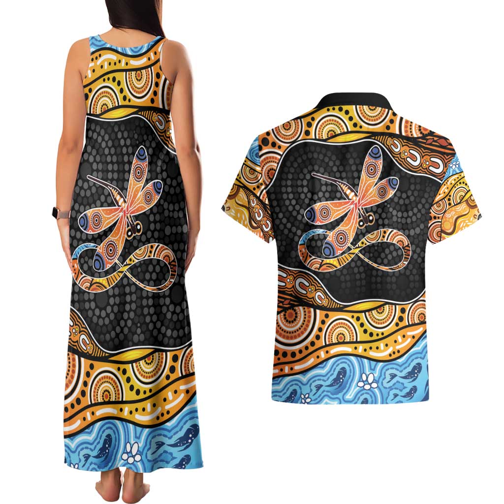 Aboriginal Dragonfly Couples Matching Tank Maxi Dress and Hawaiian Shirt As Long As I Breathe You'll Be Remembered