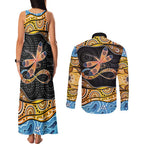 Aboriginal Dragonfly Couples Matching Tank Maxi Dress and Long Sleeve Button Shirt As Long As I Breathe You'll Be Remembered