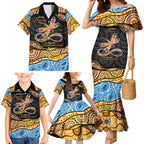 Aboriginal Dragonfly Family Matching Mermaid Dress and Hawaiian Shirt As Long As I Breathe You'll Be Remembered