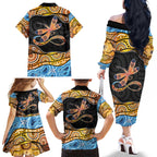 Aboriginal Dragonfly Family Matching Off The Shoulder Long Sleeve Dress and Hawaiian Shirt As Long As I Breathe You'll Be Remembered