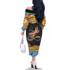 Aboriginal Dragonfly Family Matching Off The Shoulder Long Sleeve Dress and Hawaiian Shirt As Long As I Breathe You'll Be Remembered