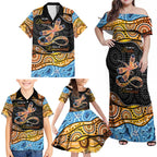Aboriginal Dragonfly Family Matching Off Shoulder Maxi Dress and Hawaiian Shirt As Long As I Breathe You'll Be Remembered