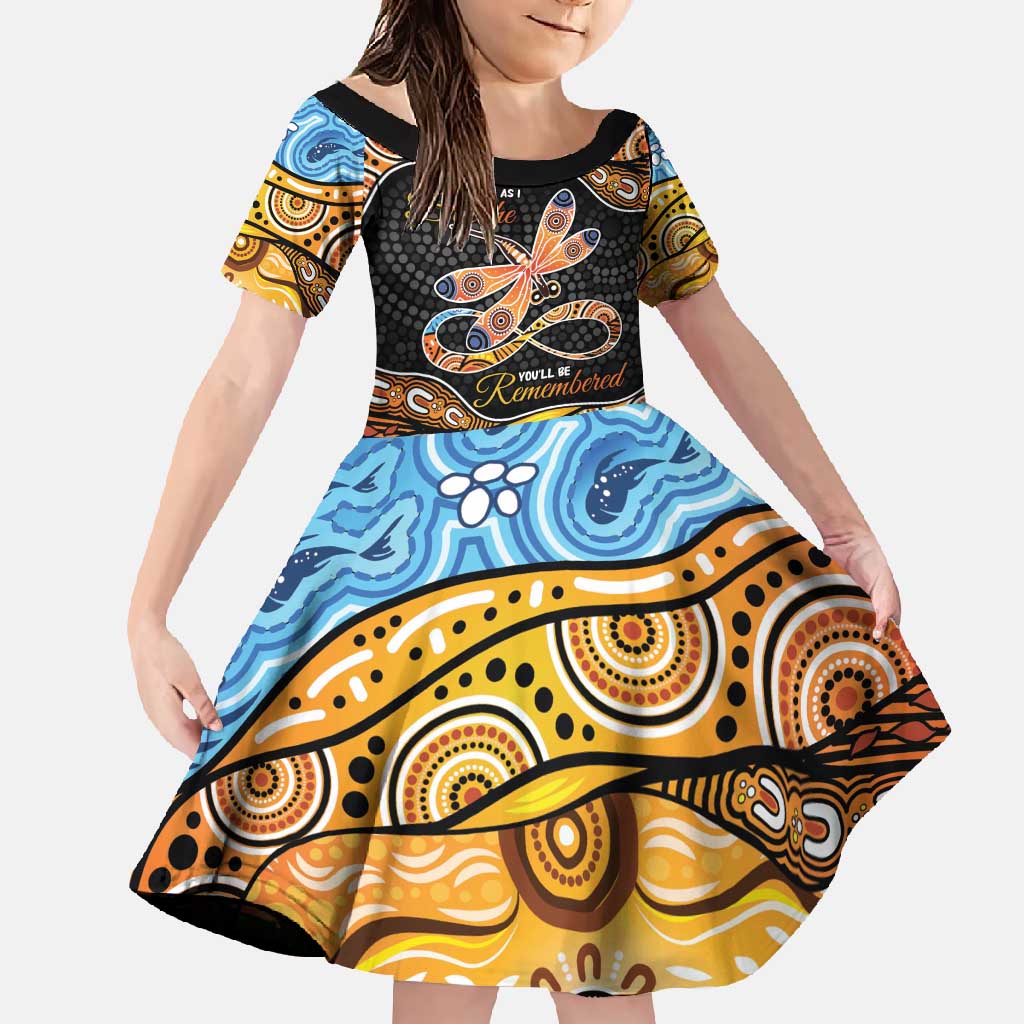 Aboriginal Dragonfly Family Matching Off Shoulder Maxi Dress and Hawaiian Shirt As Long As I Breathe You'll Be Remembered