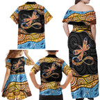Aboriginal Dragonfly Family Matching Off Shoulder Maxi Dress and Hawaiian Shirt As Long As I Breathe You'll Be Remembered