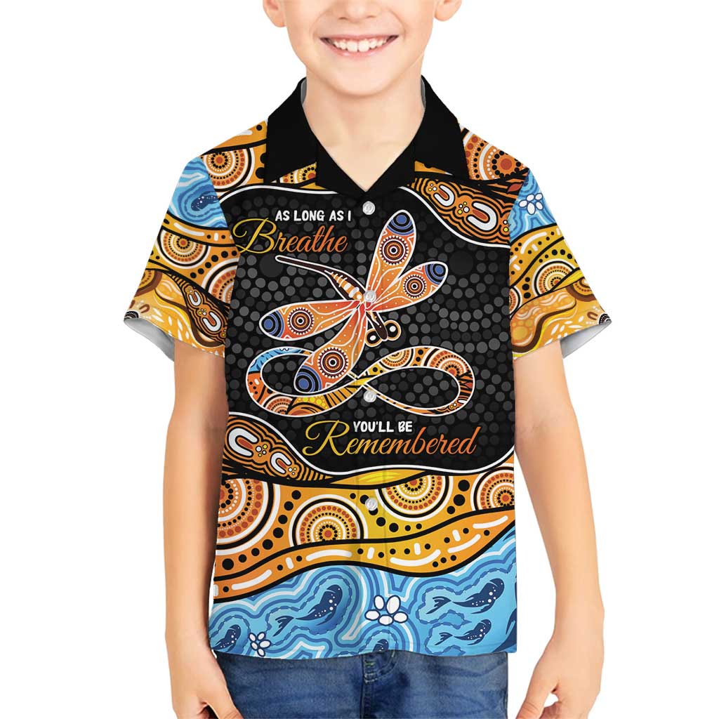 Aboriginal Dragonfly Family Matching Off Shoulder Maxi Dress and Hawaiian Shirt As Long As I Breathe You'll Be Remembered