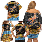 Aboriginal Dragonfly Family Matching Off Shoulder Short Dress and Hawaiian Shirt As Long As I Breathe You'll Be Remembered