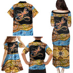 Aboriginal Dragonfly Family Matching Puletasi and Hawaiian Shirt As Long As I Breathe You'll Be Remembered