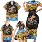 Aboriginal Dragonfly Family Matching Short Sleeve Bodycon Dress and Hawaiian Shirt As Long As I Breathe You'll Be Remembered