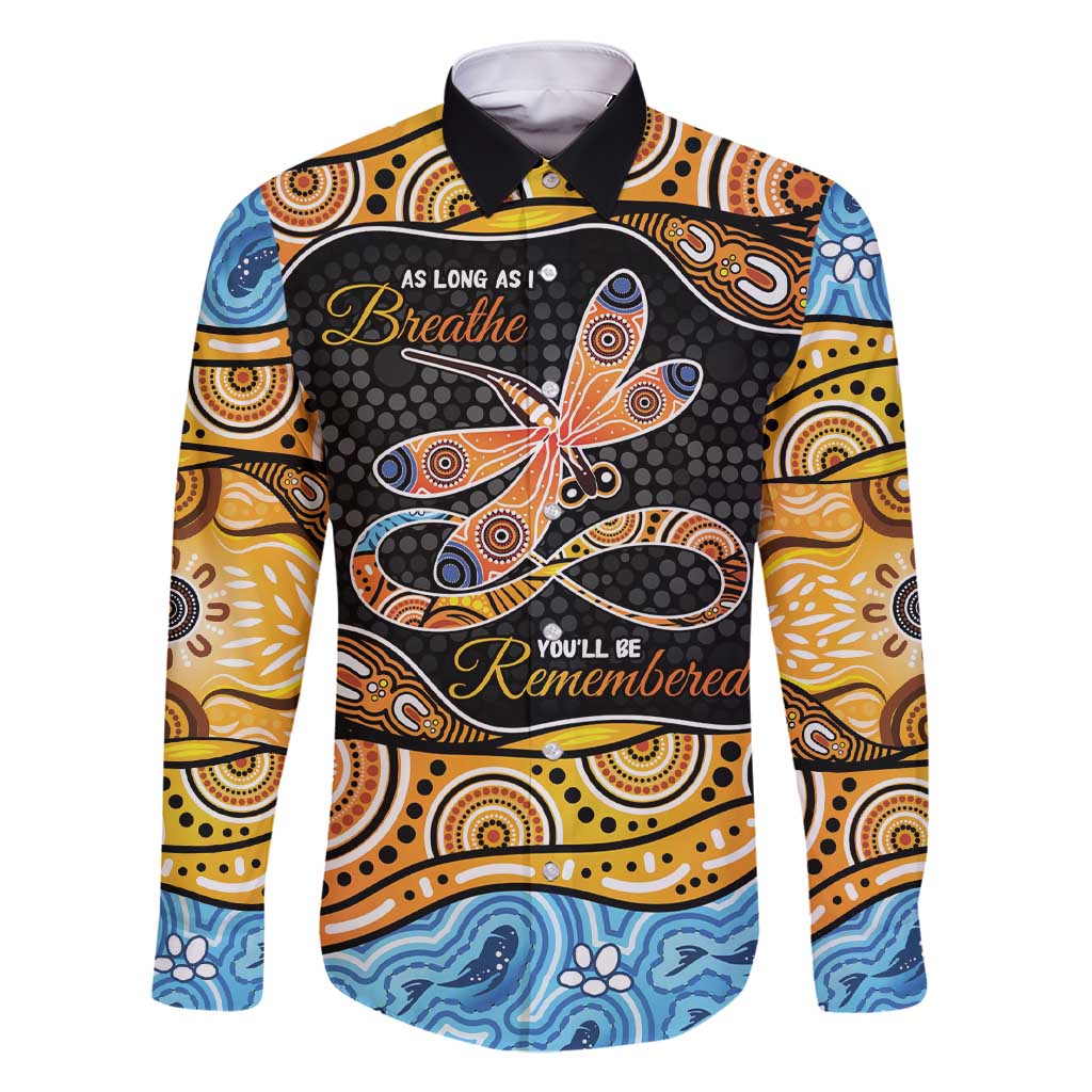 Aboriginal Dragonfly Family Matching Short Sleeve Bodycon Dress and Hawaiian Shirt As Long As I Breathe You'll Be Remembered