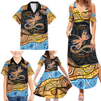 Aboriginal Dragonfly Family Matching Summer Maxi Dress and Hawaiian Shirt As Long As I Breathe You'll Be Remembered