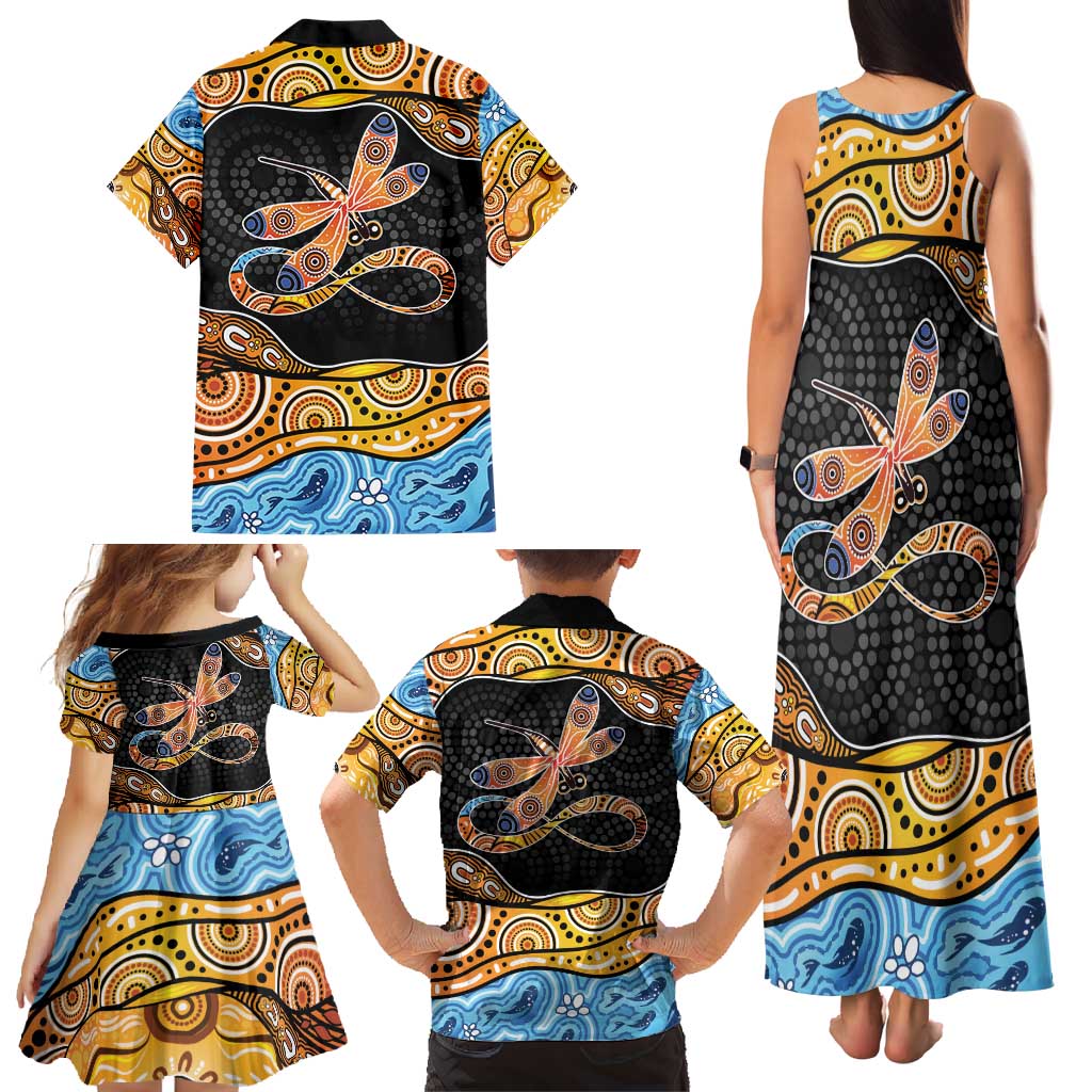 Aboriginal Dragonfly Family Matching Tank Maxi Dress and Hawaiian Shirt As Long As I Breathe You'll Be Remembered