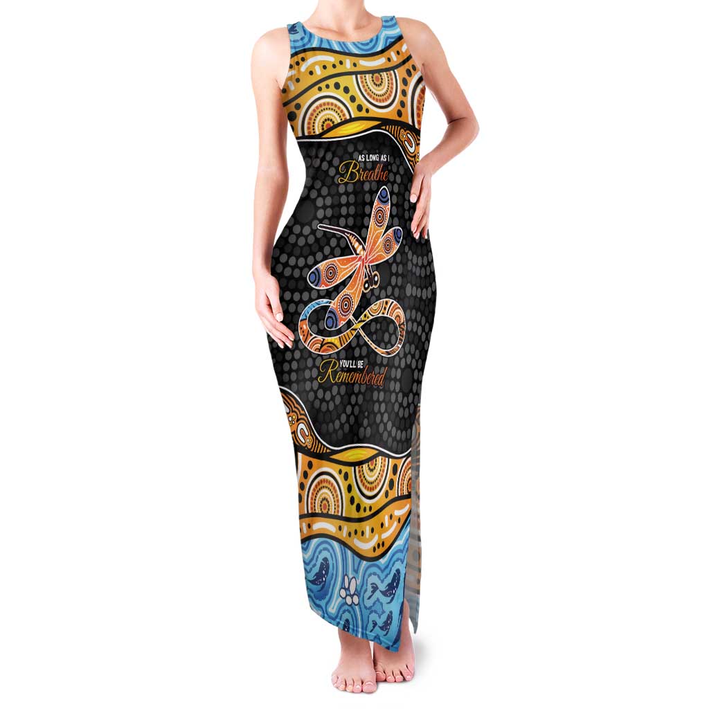 Aboriginal Dragonfly Family Matching Tank Maxi Dress and Hawaiian Shirt As Long As I Breathe You'll Be Remembered