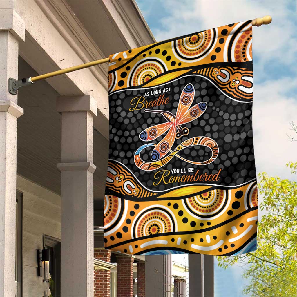 Aboriginal Dragonfly Garden Flag As Long As I Breathe You'll Be Remembered