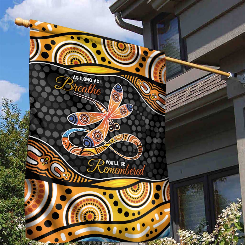 Aboriginal Dragonfly Garden Flag As Long As I Breathe You'll Be Remembered