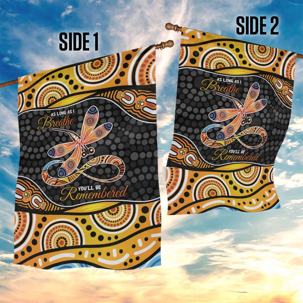Aboriginal Dragonfly Garden Flag As Long As I Breathe You'll Be Remembered