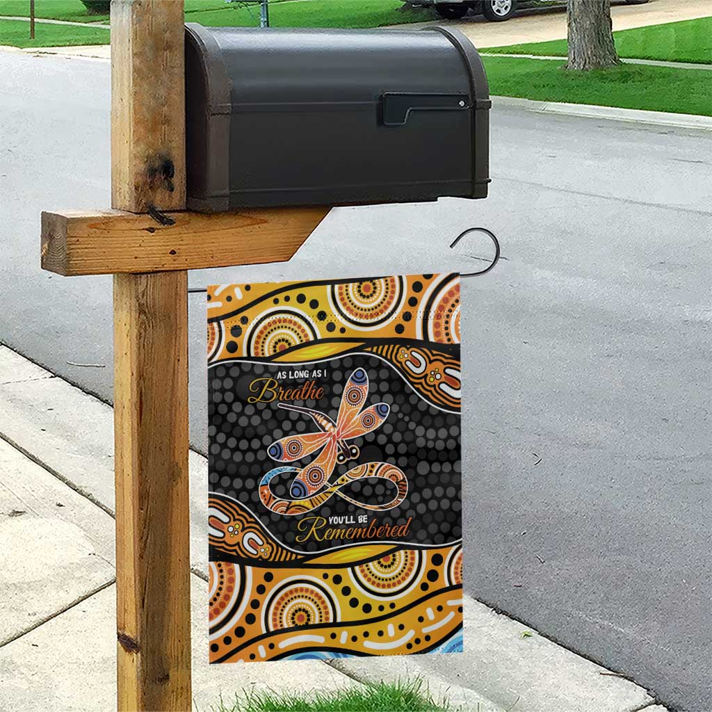 Aboriginal Dragonfly Garden Flag As Long As I Breathe You'll Be Remembered