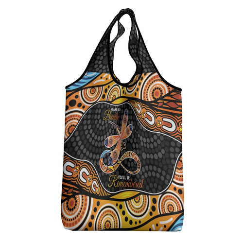 Aboriginal Dragonfly Grocery Bag As Long As I Breathe You'll Be Remembered