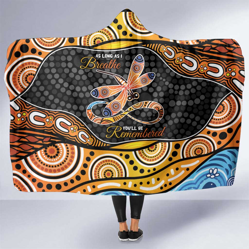 Aboriginal Dragonfly Hooded Blanket As Long As I Breathe You'll Be Remembered