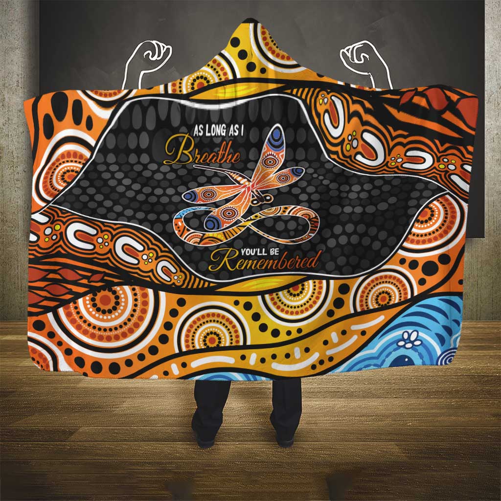 Aboriginal Dragonfly Hooded Blanket As Long As I Breathe You'll Be Remembered