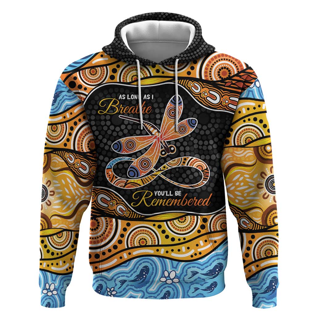 Aboriginal Dragonfly Hoodie As Long As I Breathe You'll Be Remembered