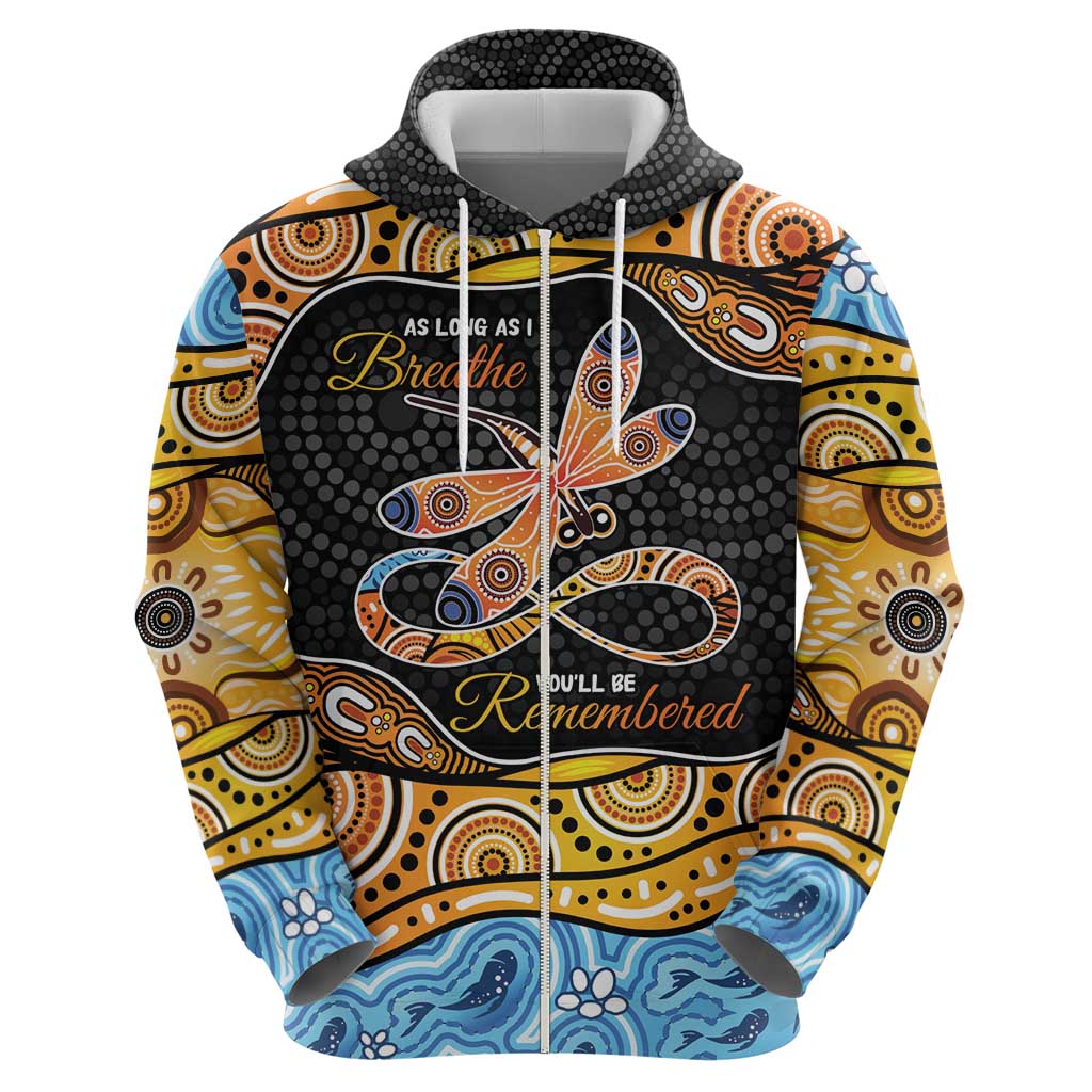 Aboriginal Dragonfly Hoodie As Long As I Breathe You'll Be Remembered
