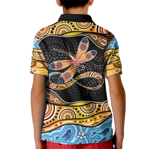 Aboriginal Dragonfly Kid Polo Shirt As Long As I Breathe You'll Be Remembered