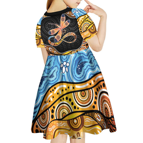 Aboriginal Dragonfly Kid Short Sleeve Dress As Long As I Breathe You'll Be Remembered